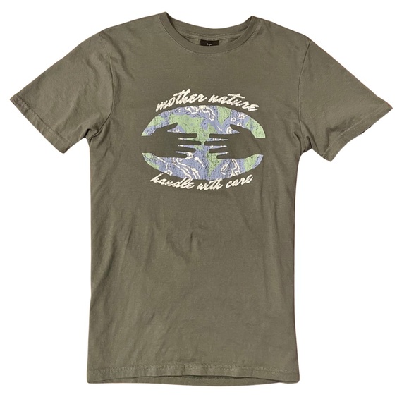 100% Cotton “Handle With Care” Graphic T-Shirt • Green • US Small - Picture 1 of 5